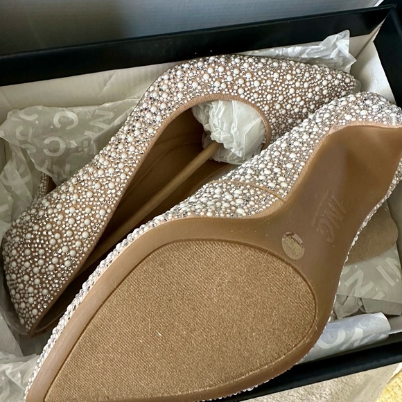 INC International Concepts Women's Glittering Silver Heels - Picture 3 of 5